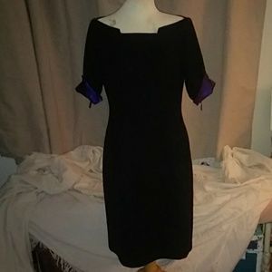 Elie Tahari, black, boat-neck wool blend, sheath dress